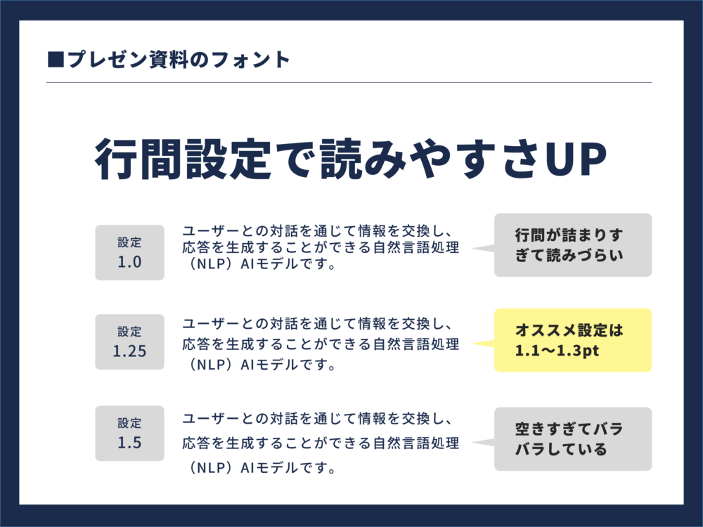 行間設定の見本と説明