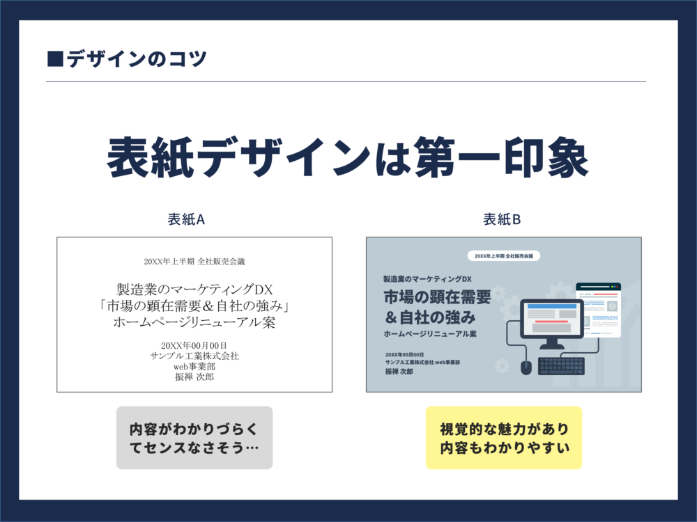 表紙デザインの比較説明