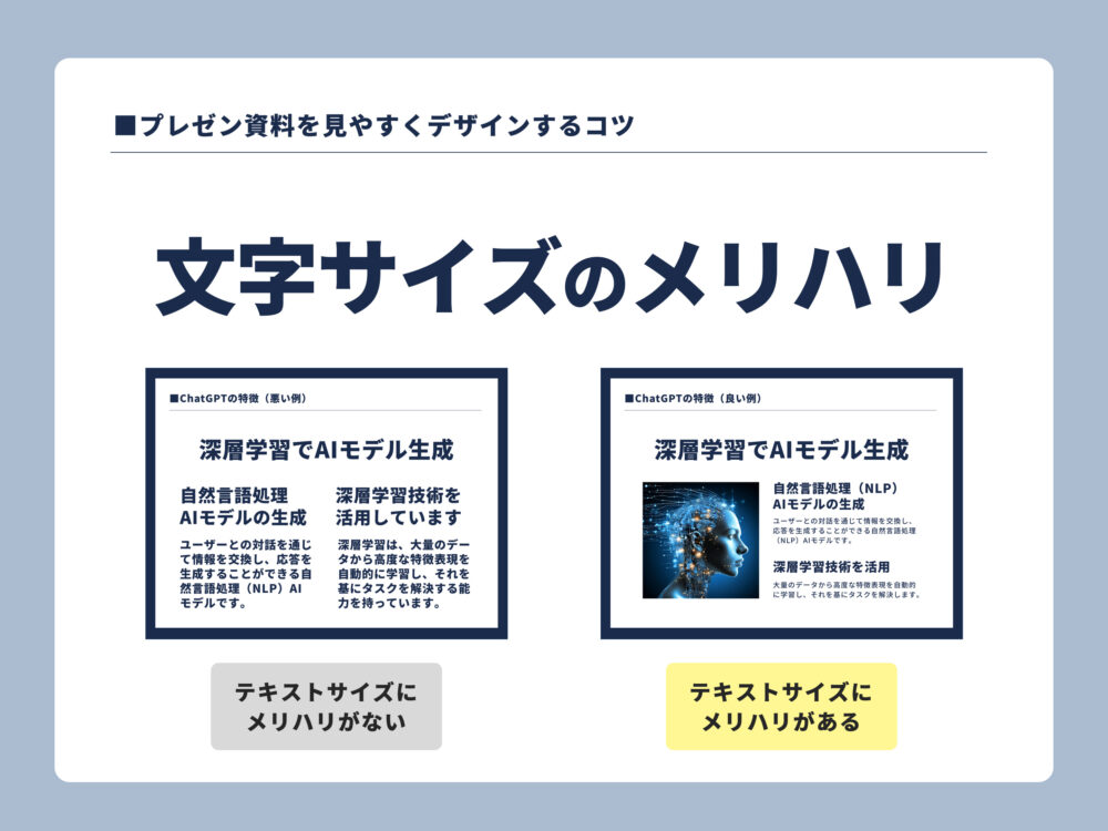 フォントサイズにメリハリを出すとわかりやすい