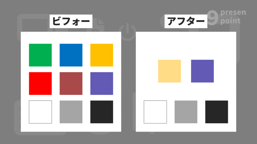 悪い例と良い例の配色の違い