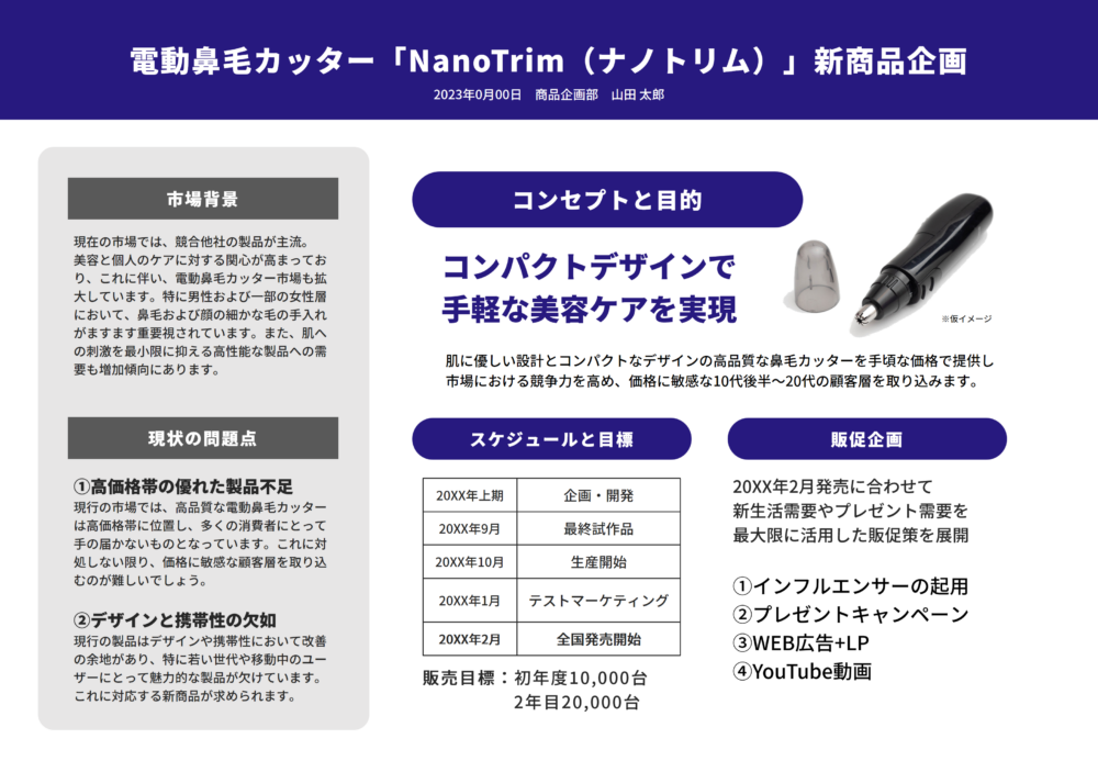 A4一枚企画書の見本(良い例)